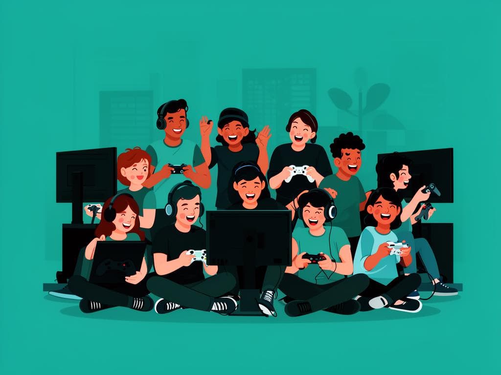 Gamers playing together